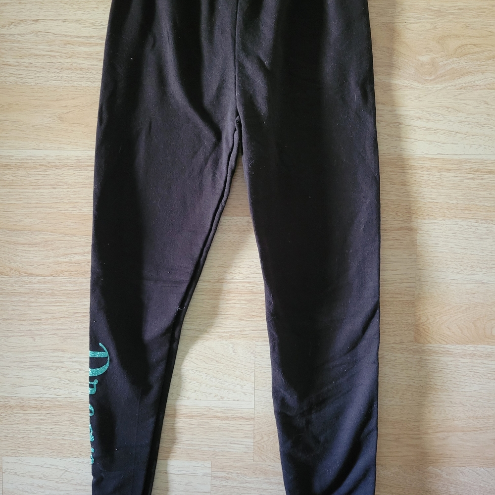 Hanes Black Kids Leggings with Teal Detail